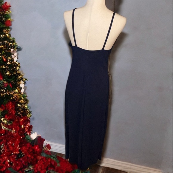 Holiday Party Dress Navy Maxi Slip Dress (Size M) – Butterflies, Y2K, Old Money - Picture 4 of 9